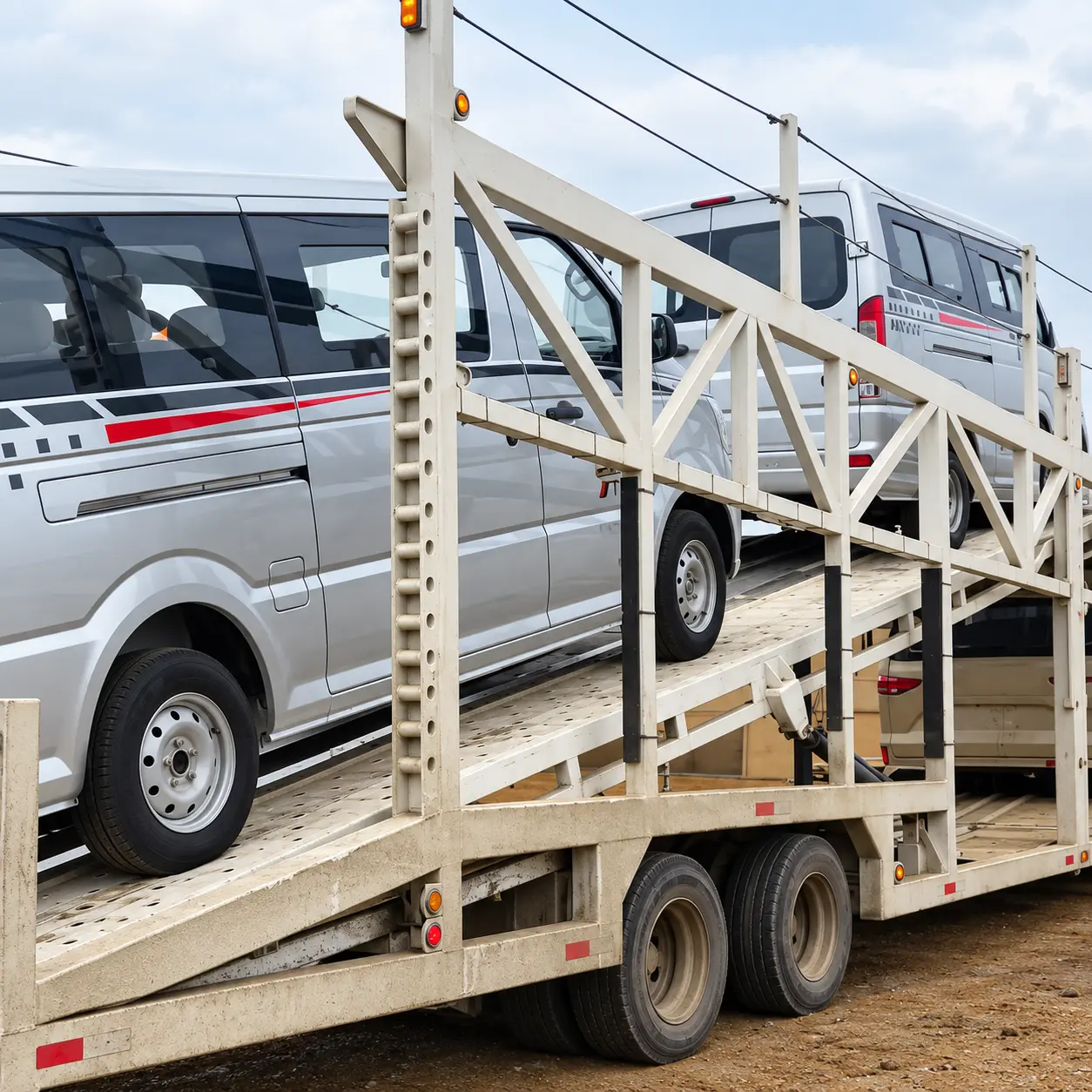 Transporte en cigüeña con capacidad de 10 autos
